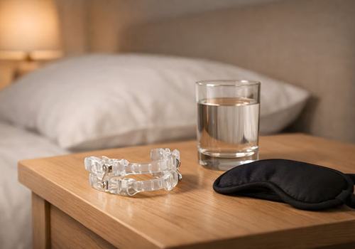 Oral appliance sitting on nightstand