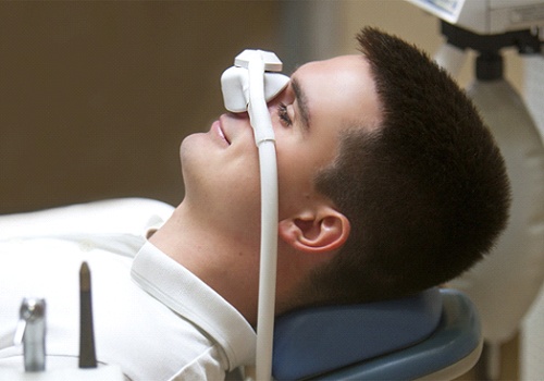 Male patient getting nitrous oxide