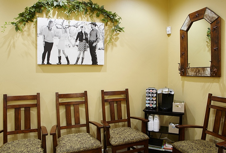 Dental office waiting room and complimentary beverages