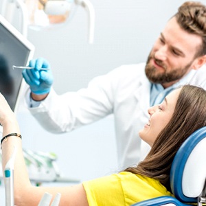 Woman receiving checkup in Kerrville