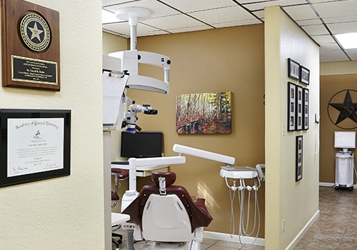 Hallway looking into dental treatment room