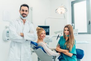 Patient visiting the dentist for her cosmetic dental consultation.