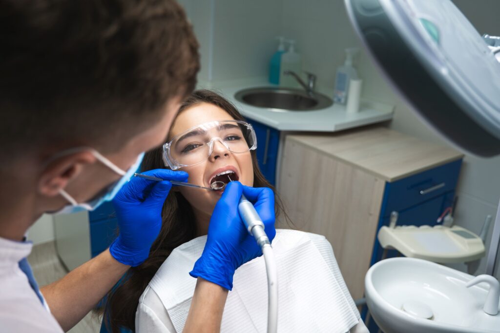 Woman undergoing root canal